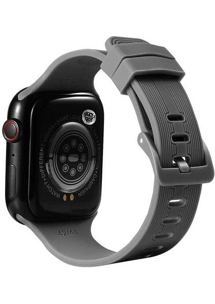 - ​​​Apple Watch 7 45mm - Kordon Silikon Kordon - KRD-23 - Gri - T24209