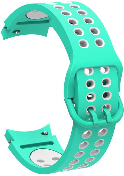 - Samsung Watch 4 Classic 42mm 20mm - Kordon Silikon Strap Kayış - KRD-02 - Yeşil-Beyaz - T23166