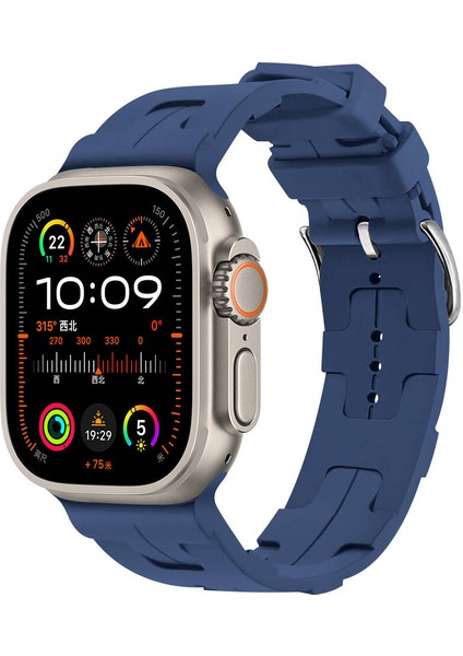- ​​​Apple Watch Ultra 49mm - Kordon Silikon Kordon - KRD-92 - Mavi - T29724