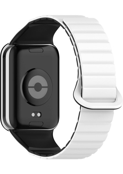 - Xiaomi Redmi Watch 4 - Kordon Silikon Strap Kayış Kordon - KRD-105 - Beyaz-Siyah - T31949