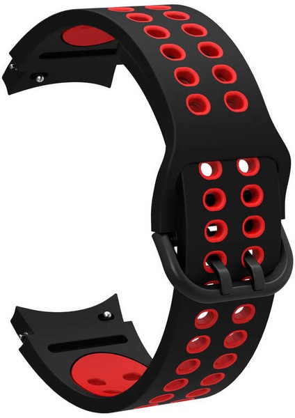 - Samsung Watch 4 Classic 42mm 20mm - Kordon Silikon Strap Kayış - KRD-02 - Siyah-Kırmızı - T23166