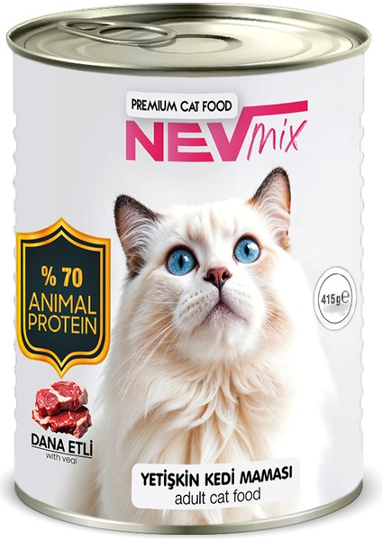 - Yetişkin Kedi Maması - Yaş Konserve - Dana Etli - (415 gr. X 1 Adet)