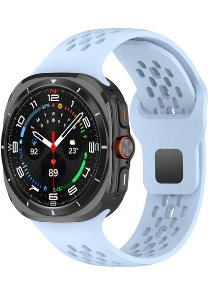 - Samsung Watch Ultra 47mm - Kordon Delikli Tasarım Silikon Kordon - KRD-119 - Mavi Açık - T32997