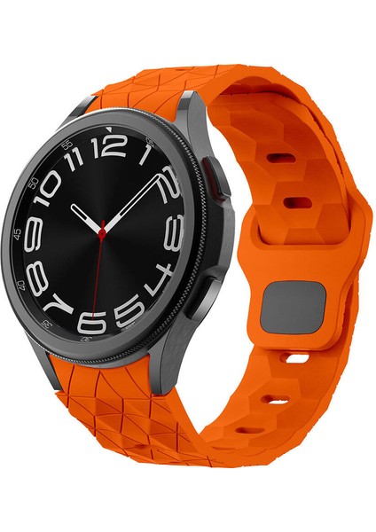 - Samsung Watch 5 Pro 45mm 20mm - Kordon Futbol Desenli Spor Tasarımlı Silikon Kordon - KRD-116 - Turuncu - T32940