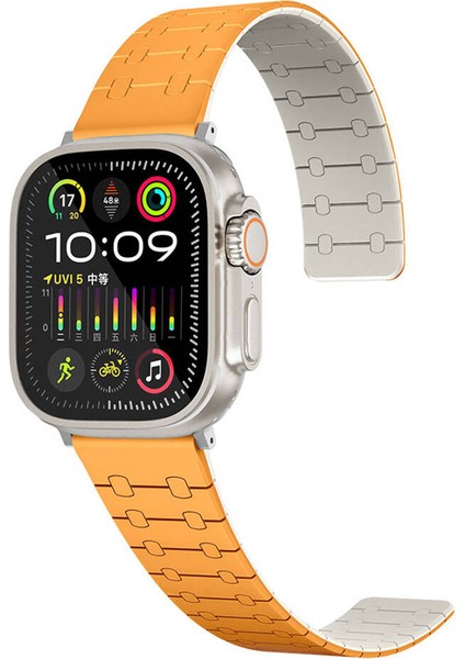 - ​​​Apple Watch 40mm - Kordon Çizgili Desenli Silikon Kordon - KRD-111 - Turuncu - T32541