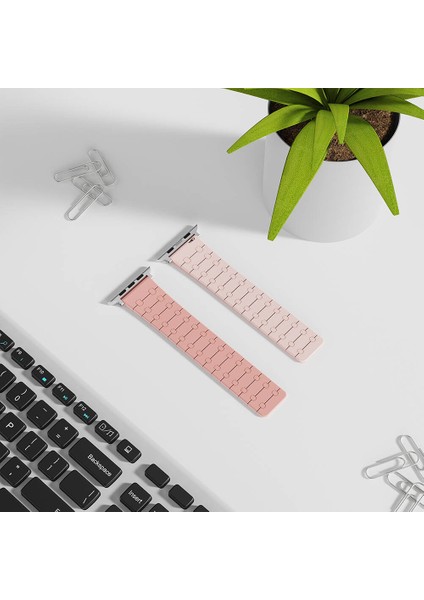 - Apple Watch 38mm - Kordon Çizgili Desenli Silikon Kordon KRD-111 - Siyah modelleri