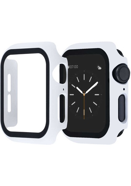 - ​​​Apple Watch 44mm - Kasa Koruyucu Kasa Ve Ekran Koruyucu - Gard 01 - Beyaz - T13803