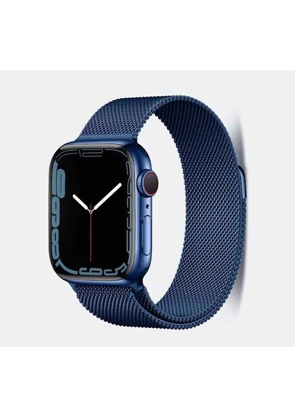 - Apple Watch 7 45MM - Kordon Metal Kordon Krd-01 - Mavi