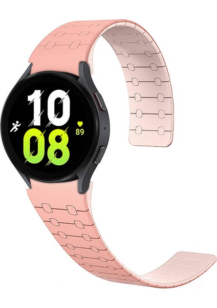 - Samsung Watch 5 40mm 20mm - Kordon Çizgili Desenli Silikon Kordon - KRD-111 - Pembe - T32547