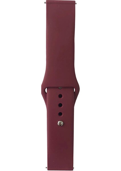 - Samsung Watch Active 2 44MM - Kordon Band Serisi 20MM Klasik Kordon Silikon Strap Kayış - Red Wine