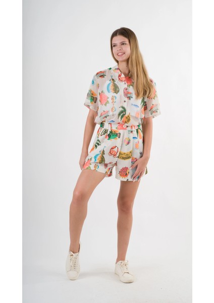 Kadın Çok Renkli Oversize Uzun Kısa Kollu Basic Şifon Gömlek HZL24S-YY996 modelleri