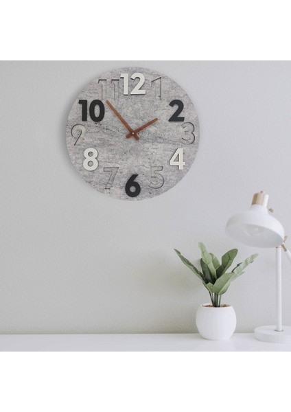 Modern Yuvarlak Siyah Beyaz Kabartma 40 cm Duvar Saati fiyatları