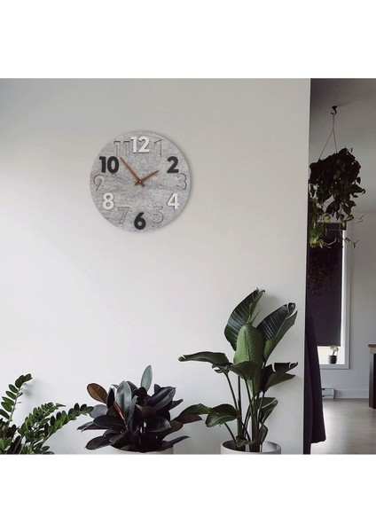 Modern Yuvarlak Siyah Beyaz Kabartma 40 cm Duvar Saati modelleri