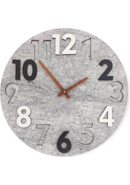 Modern Yuvarlak Siyah Beyaz Kabartma 40 cm Duvar Saati indirimleri