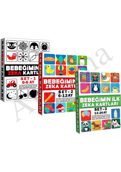 Bebeğimin Ilk Zeka Kartları Set 1-2-3 - Gelişim Destekleyici Resimli Hafıza Kartları 3'lü Set