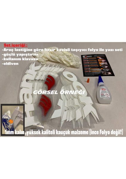 Diablo + Şerit Motorsiklet Lastik Yazısı Stickeri 15-21 İnç Arası Uyumlu Lastik Stiker