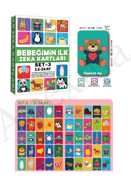 Bebeğimin Ilk Zeka Kartları Set 1-2-3 - Gelişim Destekleyici Resimli Hafıza Kartları 3'lü Set