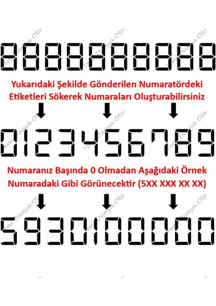 Araç Park Telefon Numaratörü Tel No Gösterici Numaratik Beyaz-Kırmızı Ydnmr013 modelleri
