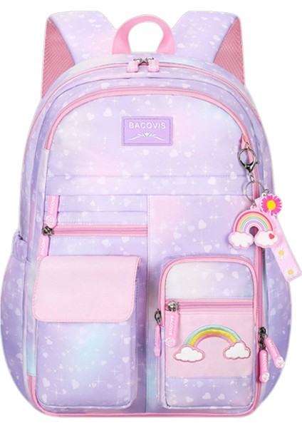 Kızlar Için Anaokulu ve Ilkokul Sevimli Yıldızlı Gökkuşağı Okul Çantası (Yurt Dışından)
