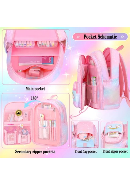 Kızlar Için Anaokulu ve Ilkokul Sevimli Yıldızlı Gökkuşağı Okul Çantası (Yurt Dışından) fırsatları