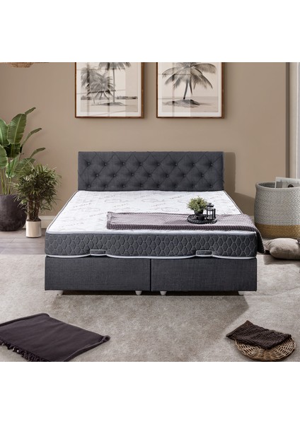 Eylül Çift Kişilik Baza Başlık Letto Yatak Seti - Antrasit fiyatları