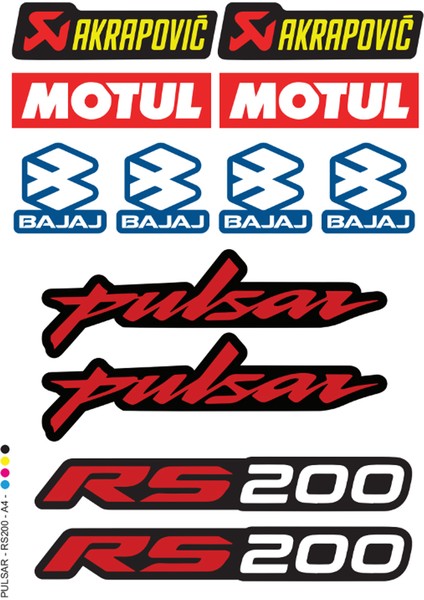 Bajaj Pulsar RS200 Sticker Seti A4