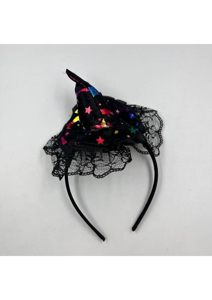 Halloween Siyah Renk Hologramlı Ürkünçler Cadı Şapkası Şeklinde Tüllü Taç fiyatları