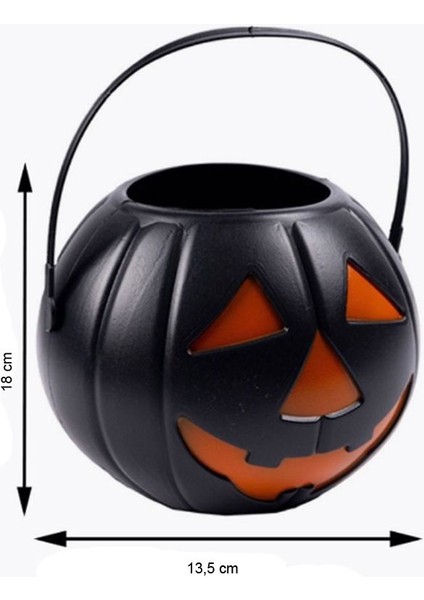 Halloween Siyah Renk Balkabağı Plastik Şeker Toplama Kovası Büyük 18X13,5 cm 1 Adet fiyatları