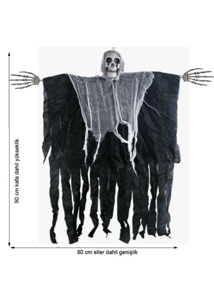 Halloween 1 Adet 90X80 cm Jüt Kumaş Kafatası Kurukafalı Iskelet Elli Dekor Korkuluk Süsü fiyatları