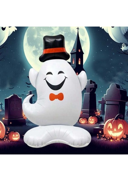 Halloween Altlıklı Gülen Hayalet Şeklinde Beyaz Renk 150X80 cm