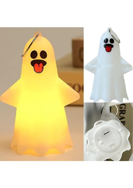 Halloween 1 Adet LED Gün Işığı Dil Çıkartan Hayalet Maskot Beyaz Renk 10,5x5,4 cm