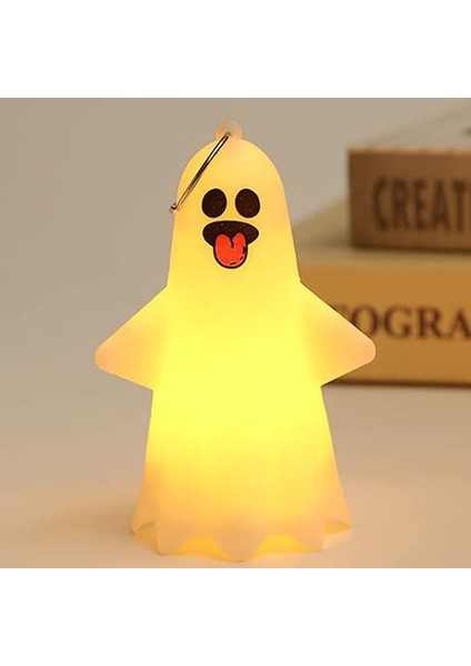 Halloween 1 Adet LED Gün Işığı Dil Çıkartan Hayalet Maskot Beyaz Renk 10,5x5,4 cm modelleri