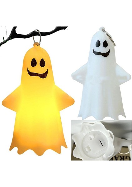 Halloween 1 Adet LED Gün Işığı Gülümseyen Hayalet Maskot Beyaz Renk 10,5x5,4 cm