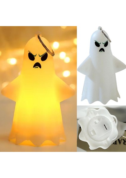 Halloween 1 Adet LED Gün Işığı Kızgın Ifade Hayalet Maskot Beyaz Renk 10,5x5,4 cm