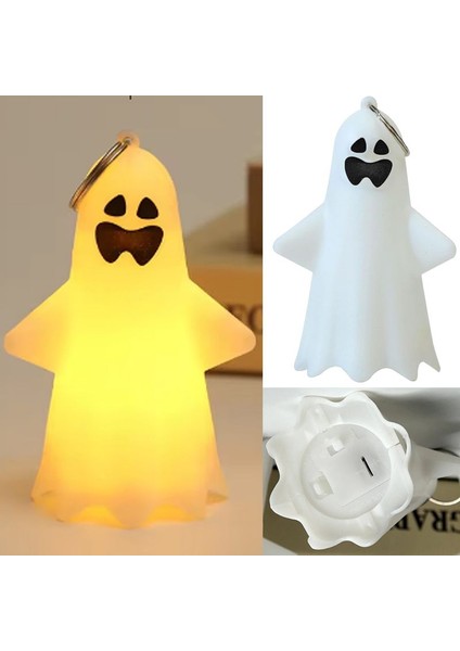Halloween 1 Adet LED Gün Işığı Smile Gülen Hayalet Maskot Beyaz Renk 10,5x5,4 cm
