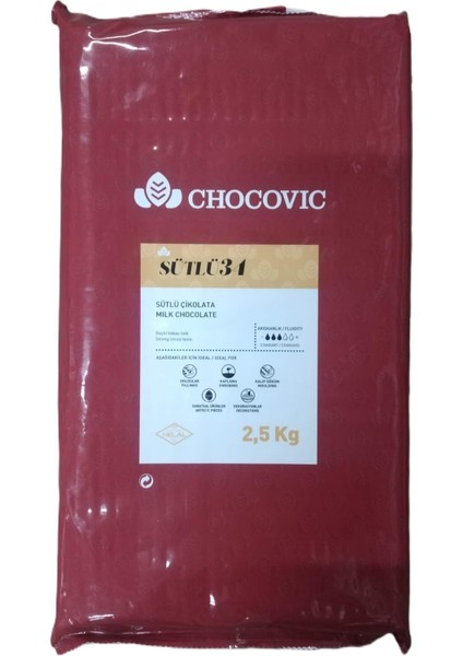 Sütlü Küvertür Blok Çikolata %34 2.5 KG