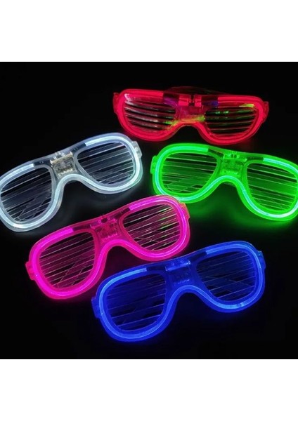 Tam Tur Led Işıklı 3 Kademe Panjur Gözlük 5 Renk 5 Adet Hawai Retro Hallow