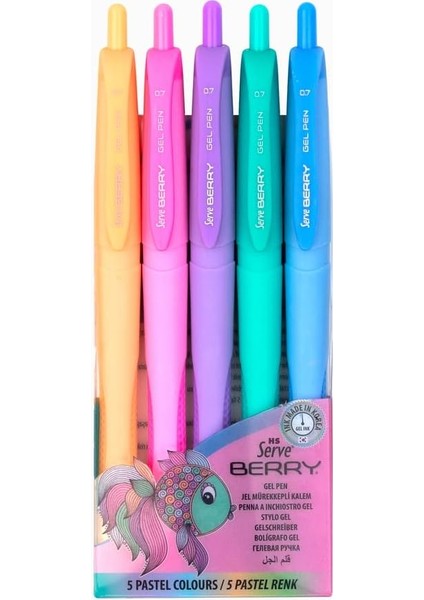 Berry Jel Kalem 0.7mm Pastel Karma 5'li Pet