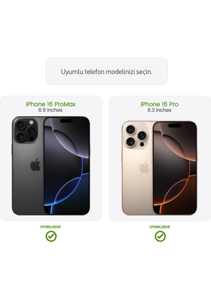 Apple iPhone 16 Pro Max/Apple iPhone 16 Pro Şeffaf Lens Koruyucu 2 Adet