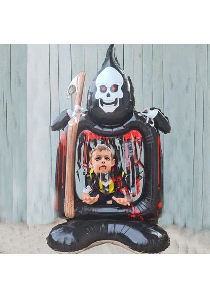Halloween Oraklı Iskeletli Kanlı Mezar Taşı Rıp Folyo Balon 115 x 69 cm 1 Adet