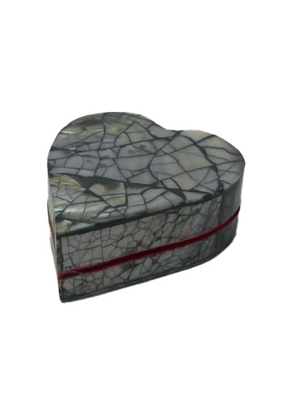 Sedef Kaplama Kalp Model Kadife Hediye Kutusu (Küçük-Model 1)