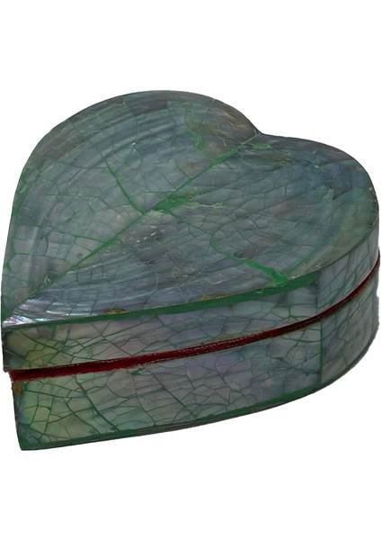 Sedef Kaplama Kalp Model Kadife Hediye Kutusu (Orta-Model 3)