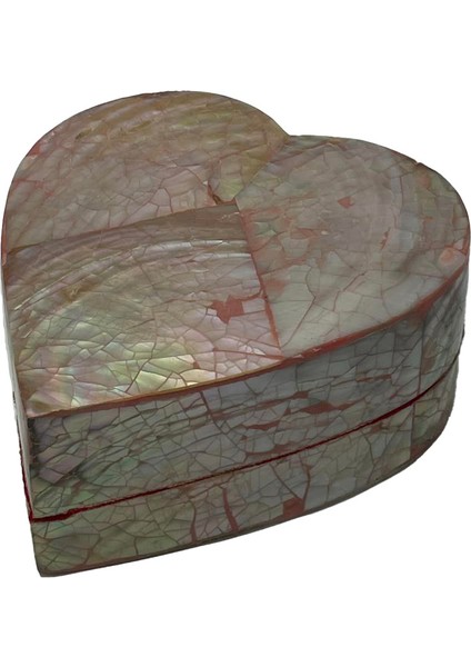 Sedef Kaplama Kalp Model Kadife Hediye Kutusu (Büyük-Model 2)