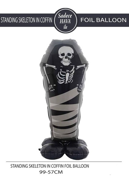 Halloween Altlıklı Ayakta Tabut Içinde Iskelet Şekilli Folyo Balon 99 x 57 cm fiyatları
