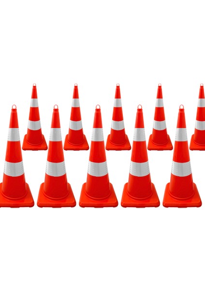 PVC Trafik Konisi 90 cm Çift Reflektikli 10 Adet Trafik Dubası fiyatları