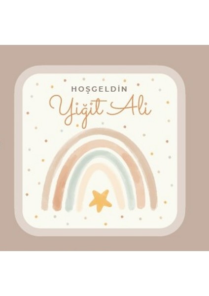 Birim Etiket Isme Özel Hoşgeldin Bebek Etiketi Sticker 4x4 cm 70 Adet