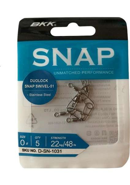 Duolock Snap Swivel-51 No:0 Klipsli Fırdöndü (5'li Paket)