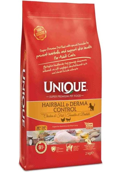 Hairball Derma Tavuklu Balıklı Yetişkin Kedi Maması 2 kg