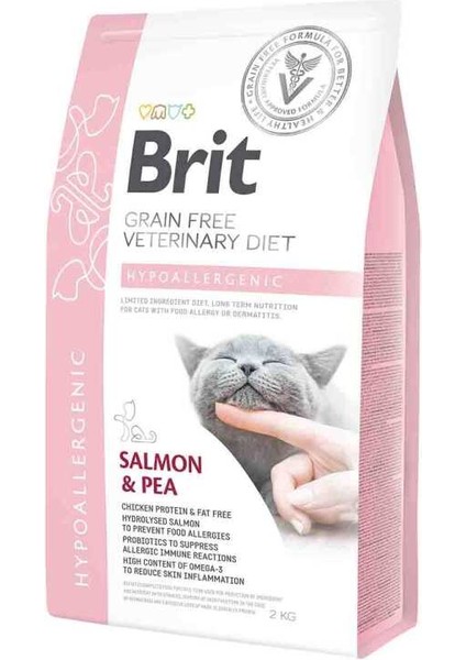 Brit Veterinary Diet Hypo-Allergenic Cilt Sağlığı Destekleyici Tahılsız Kedi Maması 2 kg