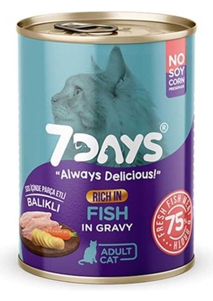 7 Days Balıklı Yetişkin Kedi Konserve Maması 415 gr